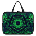 Dark Green Kaleidoscope Print Laptop Sleeve With Handle