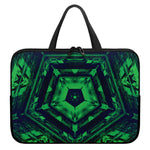 Dark Green Kaleidoscope Print Laptop Sleeve With Handle