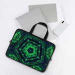 Dark Green Kaleidoscope Print Laptop Sleeve With Handle