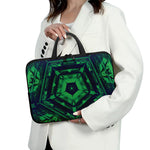 Dark Green Kaleidoscope Print Laptop Sleeve With Handle