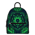 Dark Green Kaleidoscope Print Leather Backpack