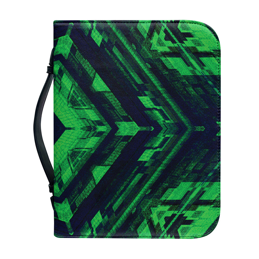 Dark Green Kaleidoscope Print Leather Bible Cover