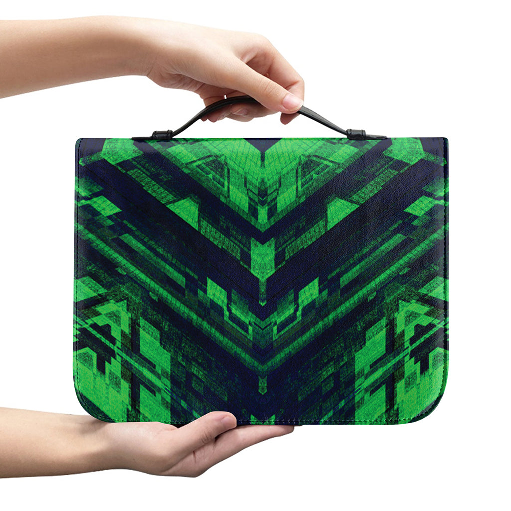 Dark Green Kaleidoscope Print Leather Bible Cover