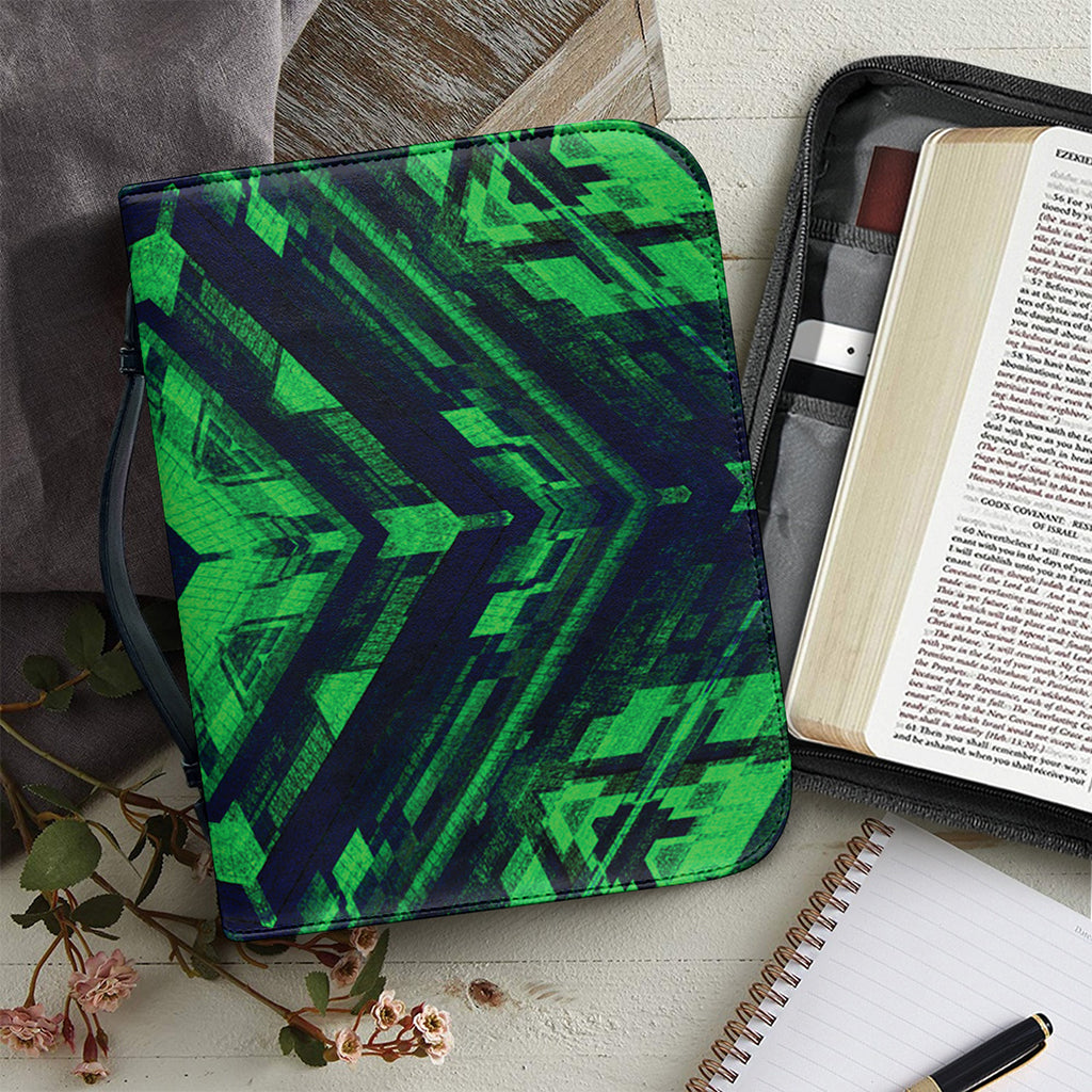 Dark Green Kaleidoscope Print Leather Bible Cover