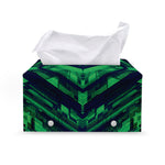 Dark Green Kaleidoscope Print Leather Tissue Box Cover