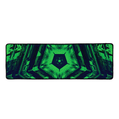 Dark Green Kaleidoscope Print Long Kitchen Mat