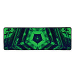 Dark Green Kaleidoscope Print Long Kitchen Mat