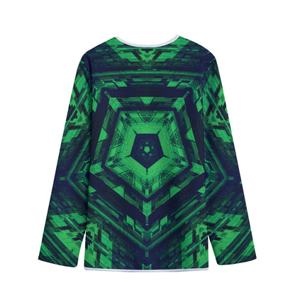 Dark Green Kaleidoscope Print Long Sleeve Short Coat
