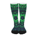Dark Green Kaleidoscope Print Long Socks