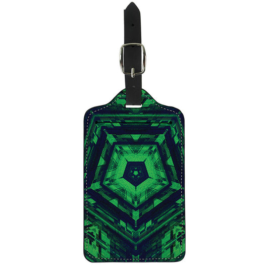 Dark Green Kaleidoscope Print Luggage Tag