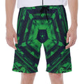 Dark Green Kaleidoscope Print Men's Beach Shorts