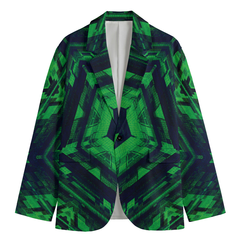 Dark Green Kaleidoscope Print Men's Blazer