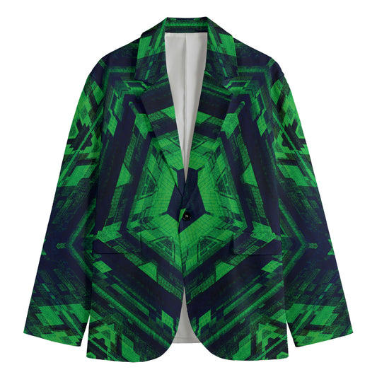 Dark Green Kaleidoscope Print Men's Blazer