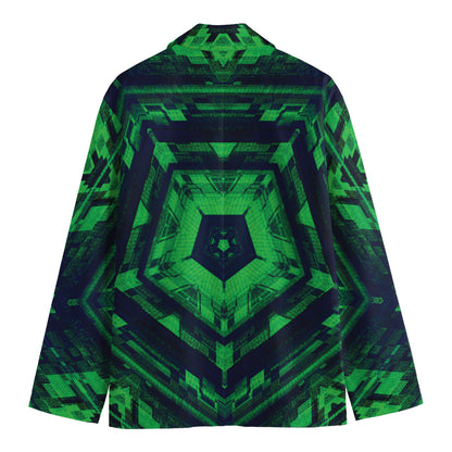 Dark Green Kaleidoscope Print Men's Blazer