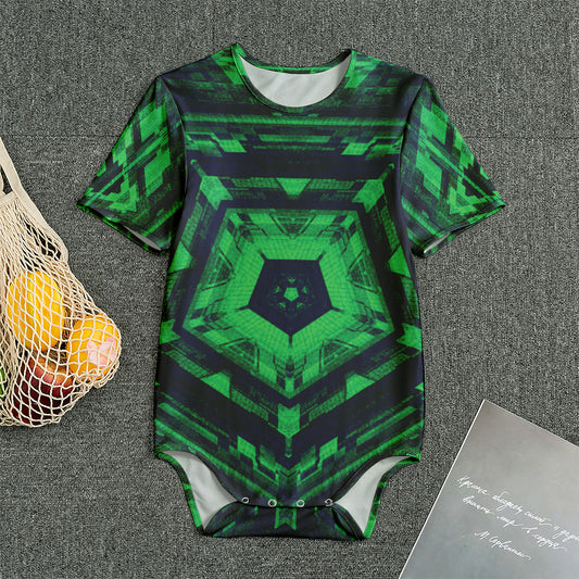 Dark Green Kaleidoscope Print Men's Bodysuit