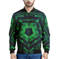 Dark Green Kaleidoscope Print Men's Bomber Jacket
