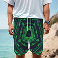 Dark Green Kaleidoscope Print Men's Cargo Shorts