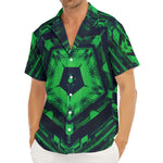 Dark Green Kaleidoscope Print Men's Deep V-Neck Shirt