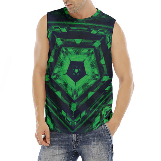 Dark Green Kaleidoscope Print Men's Fitness Tank Top