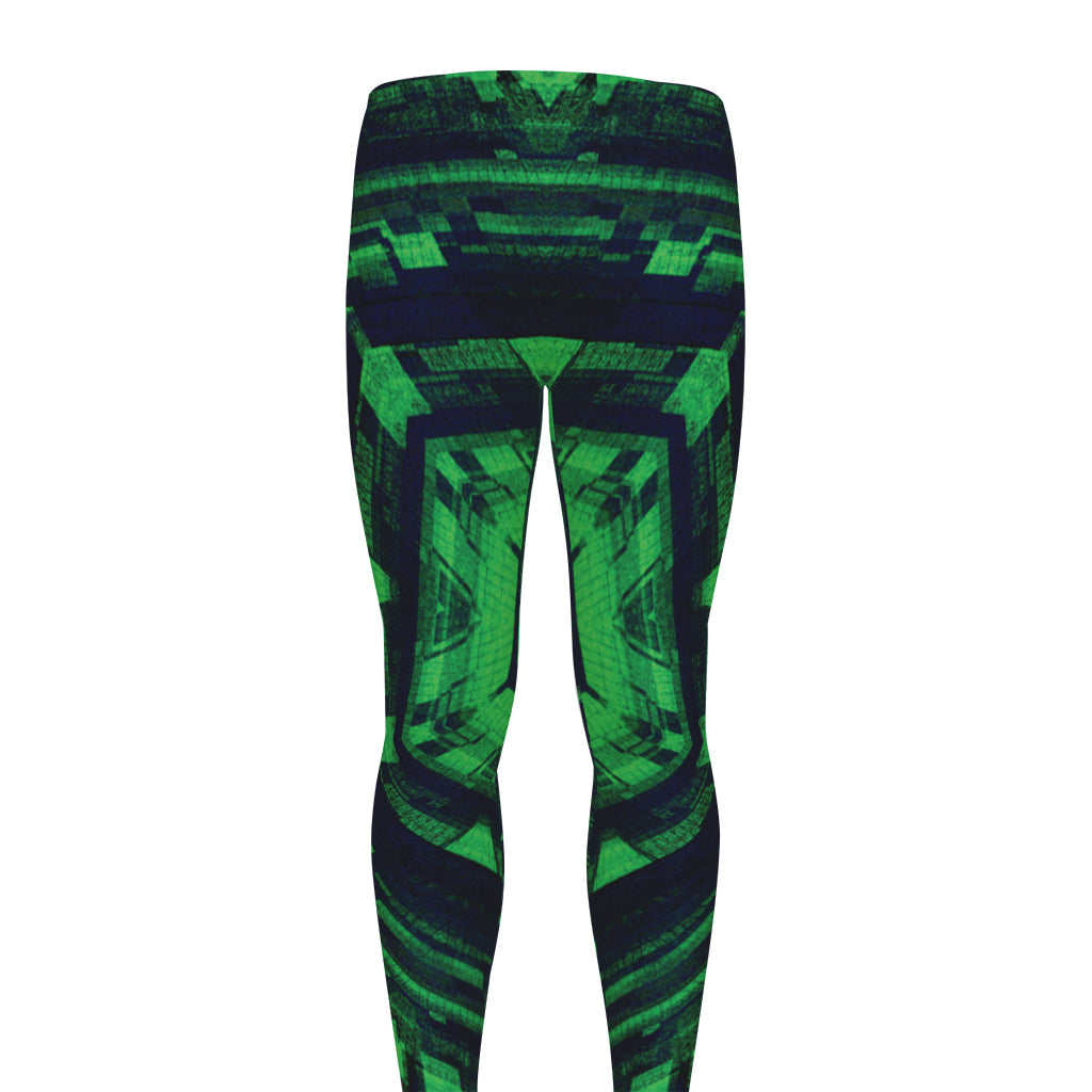 Dark Green Kaleidoscope Print Men's leggings
