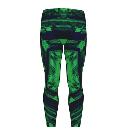 Dark Green Kaleidoscope Print Men's leggings