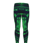 Dark Green Kaleidoscope Print Men's leggings