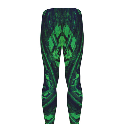 Dark Green Kaleidoscope Print Men's leggings