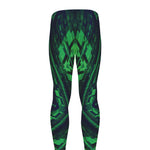 Dark Green Kaleidoscope Print Men's leggings