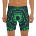 Dark Green Kaleidoscope Print Men's Long Boxer Briefs