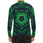 Dark Green Kaleidoscope Print Men's Long Sleeve Rash Guard