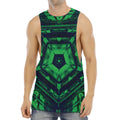 Dark Green Kaleidoscope Print Men's Muscle Tank Top