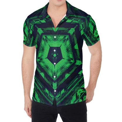 Dark Green Kaleidoscope Print Men's Shirt