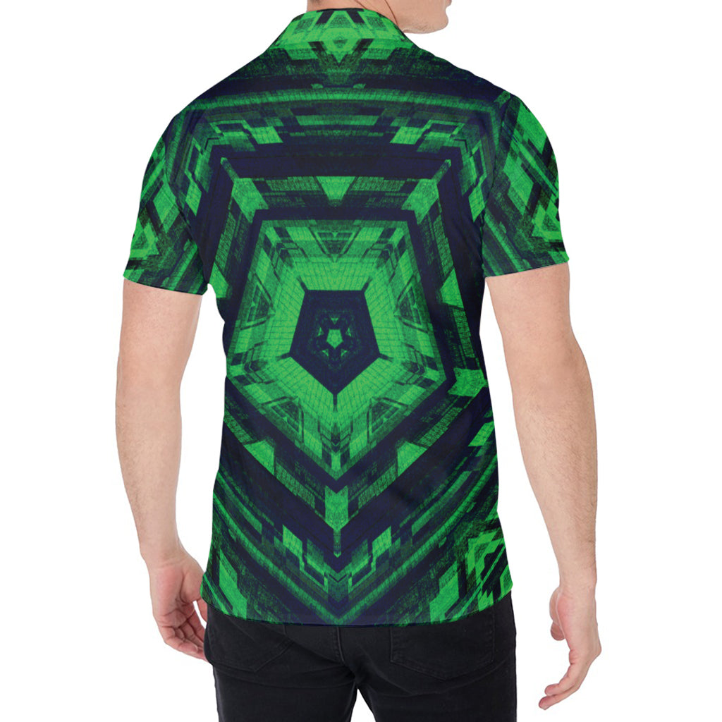Dark Green Kaleidoscope Print Men's Shirt