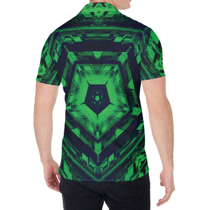 Dark Green Kaleidoscope Print Men's Shirt