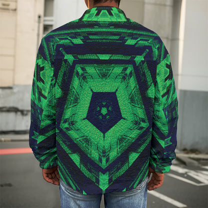 Dark Green Kaleidoscope Print Men's Shirt Jacket