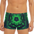 Dark Green Kaleidoscope Print Men's Short Boxer Briefs