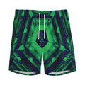 Dark Green Kaleidoscope Print Men's Athletic Shorts