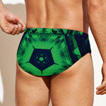 Dark Green Kaleidoscope Print Men's Swim Briefs