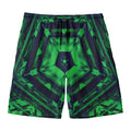 Dark Green Kaleidoscope Print Men's Swim Trunks