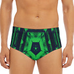 Dark Green Kaleidoscope Print Men's Triangle Swim Briefs