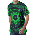 Dark Green Kaleidoscope Print Men's Velvet T-Shirt