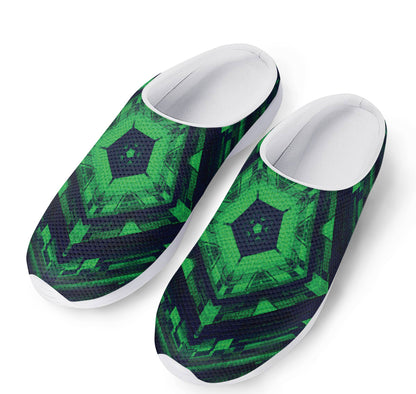 Dark Green Kaleidoscope Print Mesh Casual Shoes