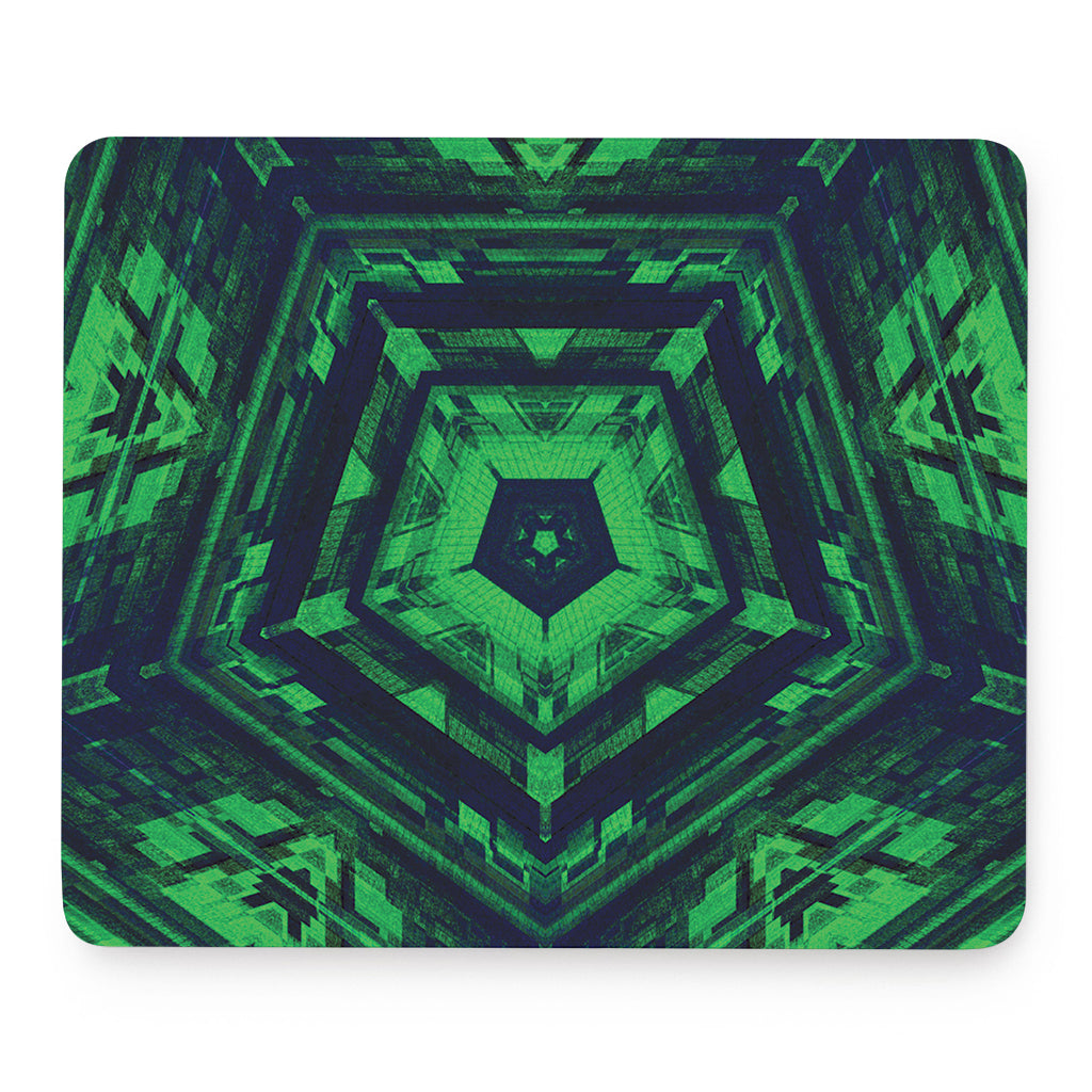 Dark Green Kaleidoscope Print Mouse Pad