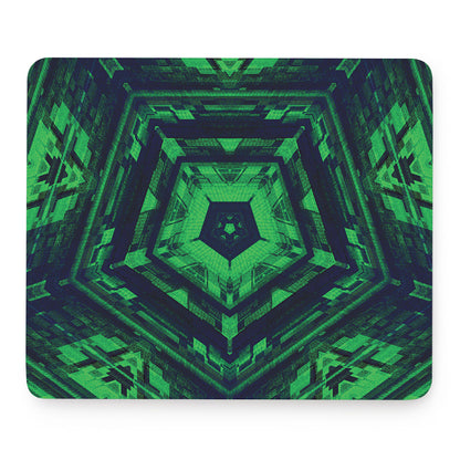 Dark Green Kaleidoscope Print Mouse Pad
