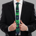 Dark Green Kaleidoscope Print Necktie