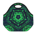 Dark Green Kaleidoscope Print Neoprene Lunch Bag