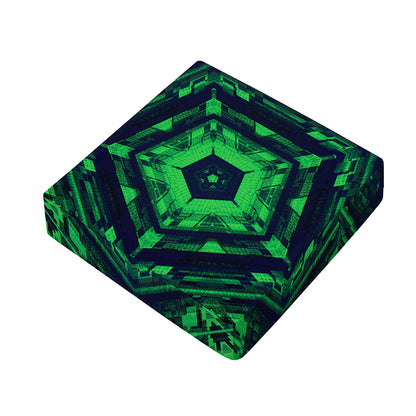 Dark Green Kaleidoscope Print Outdoor Seat Cushion Cover