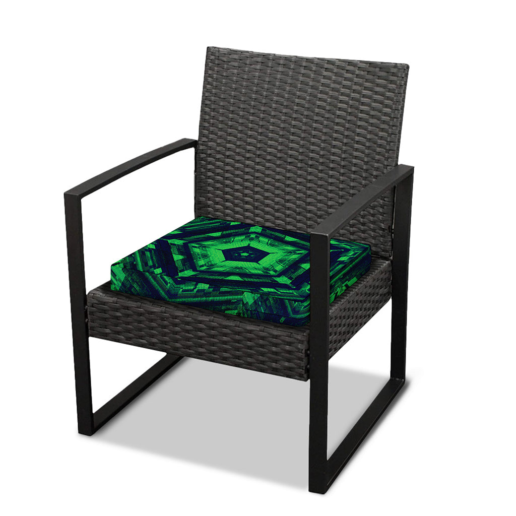 Dark Green Kaleidoscope Print Outdoor Seat Cushion Cover