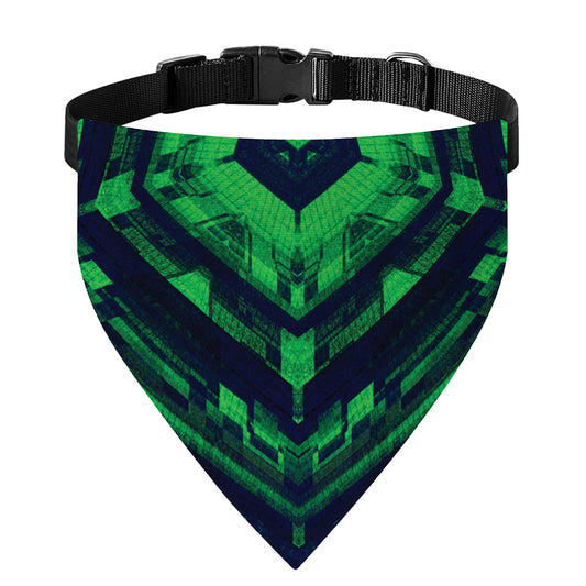 Dark Green Kaleidoscope Print Over The Collar Dog Bandana