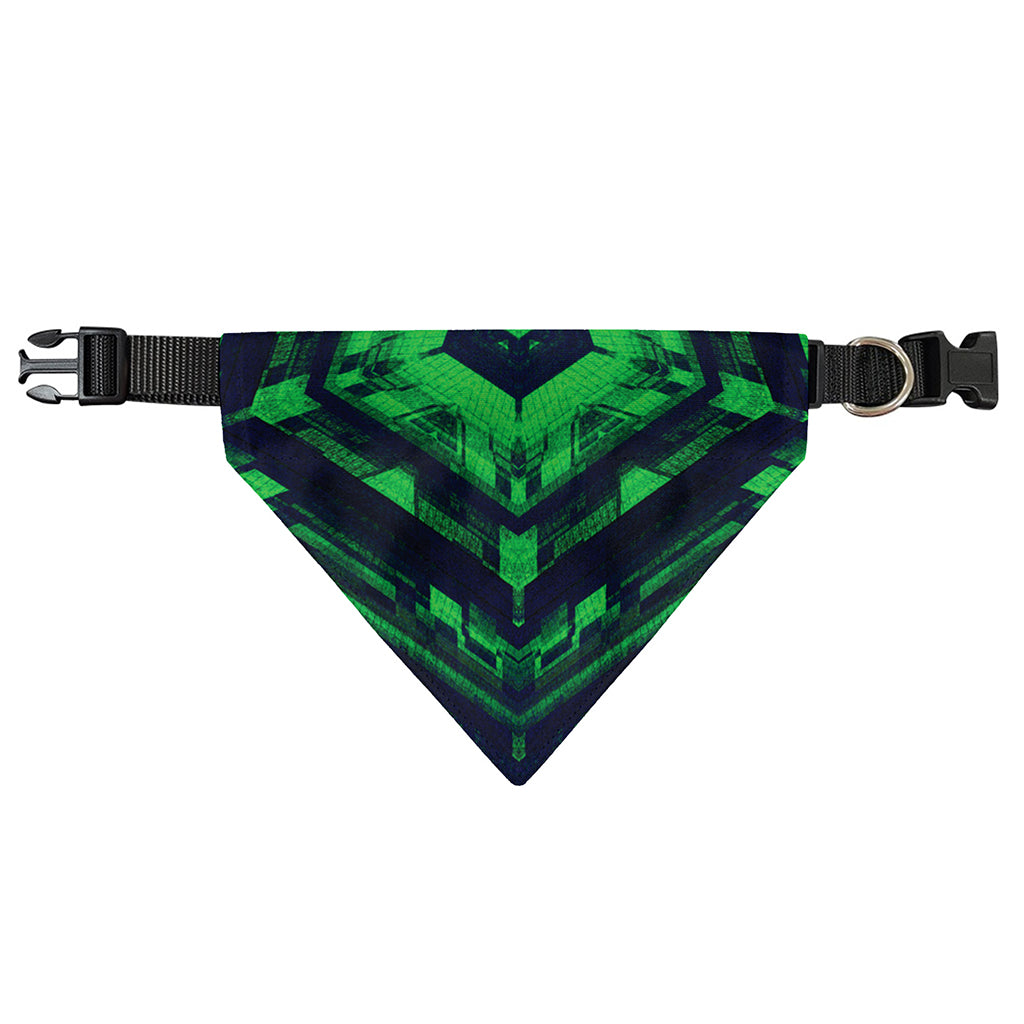 Dark Green Kaleidoscope Print Over The Collar Dog Bandana